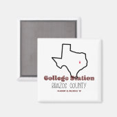 Station van het College, TX Heart Fridge Magnet (Voorkant / Achterkant)
