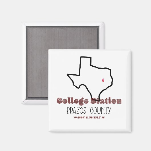Station van het College, TX Heart Fridge Magnet (Voorkant / Achterkant)