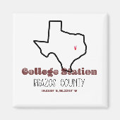 Station van het College, TX Heart Fridge Magnet (Voorkant)