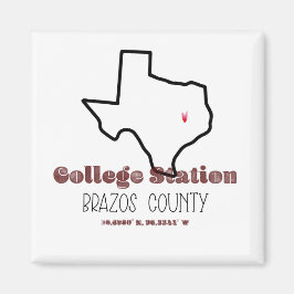 Station van het College, TX Heart Fridge Magnet
