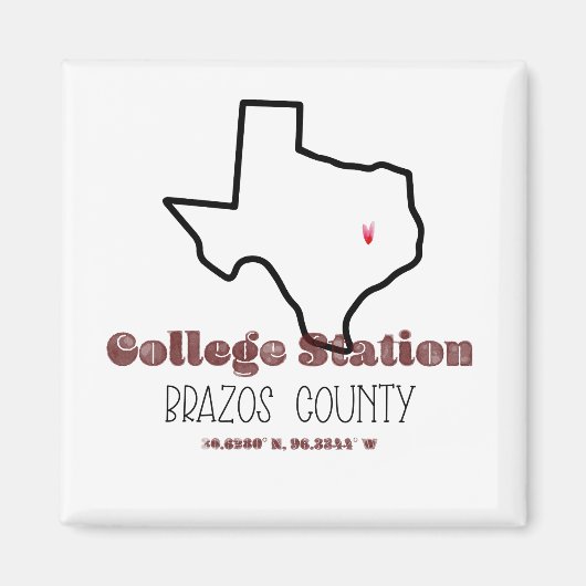 Station van het College, TX Heart Fridge Magnet (Voorkant)