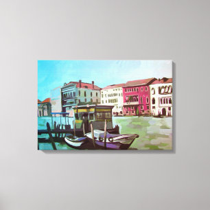 Station Vaporetto in Venetië Canvas Afdruk
