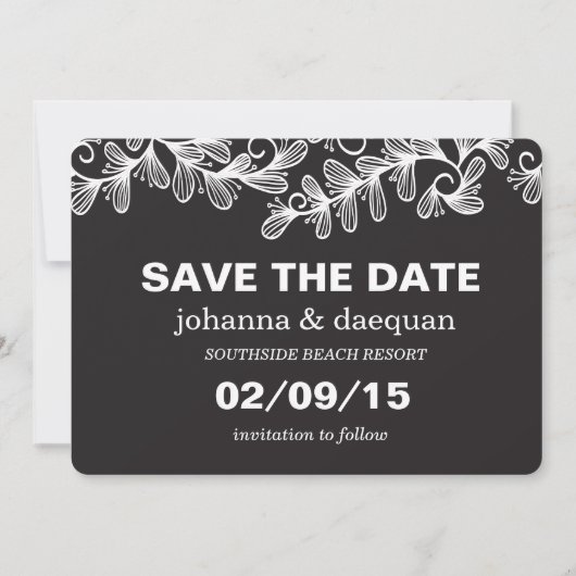 Stationaire bladeren save the date (Voorkant)
