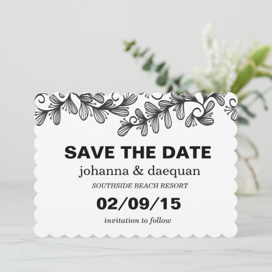 Stationaire bladeren save the date (Staand voorkant)