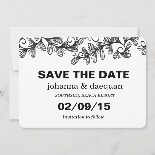 Stationaire bladeren save the date (Voorkant)