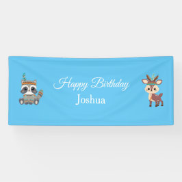 Stationaire boomstammen Verjaardanner Spandoek