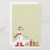 Stationaire Cartoon Snowman en Cadeaus Briefpapier (Voorkant / Achterkant)