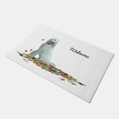 Stationaire hond in leien Welkomstklep Deurmat (Schuin)