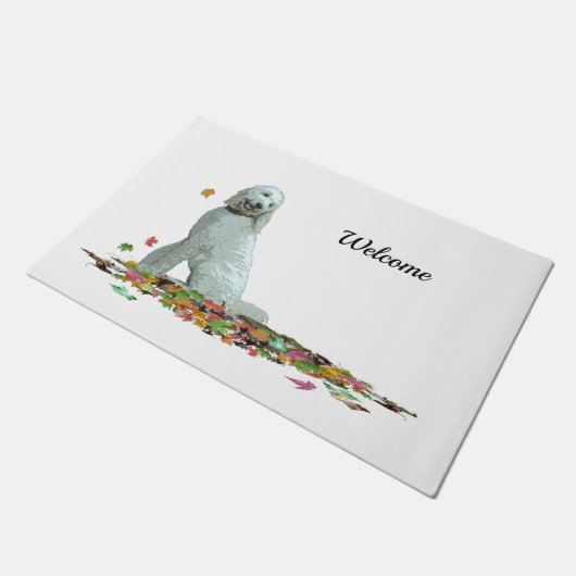 Stationaire hond in leien Welkomstklep Deurmat (Schuin)