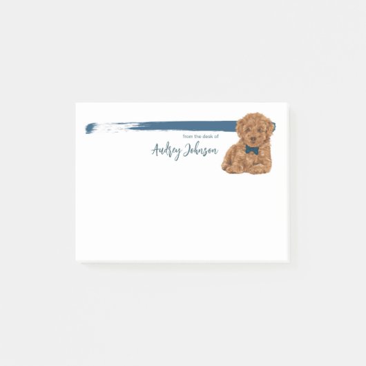 Stationaire hond met blauwe boeg-Stropdas tekennot Post-it® Notes (Voorkant)