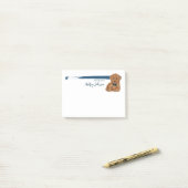 Stationaire hond met blauwe boeg-Stropdas tekennot Post-it® Notes (Op bureau)
