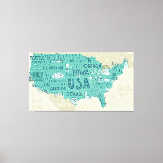 Stationaire kaart van de VS Canvas Afdruk (Voorkant)
