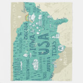 Stationaire kaart van de VS Fleece Deken (Voorkant)