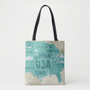 Stationaire kaart van de VS Tote Bag