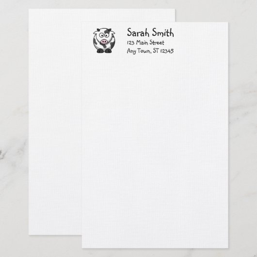 Stationaire Koe Briefpapier (Voorkant / Achterkant)