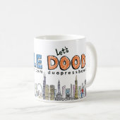 Stationaire mok: Blauw en Sinaasappel Koffiemok (Voorkant rechts)