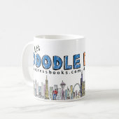 Stationaire mok: Blauw en Sinaasappel Koffiemok (Voorkant links)