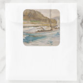 Stationaire rails vierkante sticker (Tas)