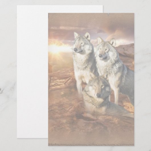 Stationaire Wolf Trio Briefpapier (Voorkant / Achterkant)