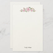 Stationary Paper with Name Soft Pink Roses Briefpapier (Voorkant / Achterkant)