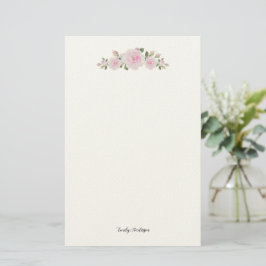 Stationary Paper with Name Soft Pink Roses Briefpapier
