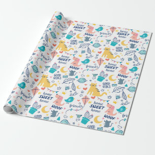 Stationele dieren cadeaupapier