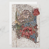 STATIONEREN : WILLIAM MORRIS : HONEYSUCKLE +TULIP BRIEFPAPIER (Voorkant / Achterkant)