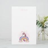 STATIONERIE VAN KINDEREN : UNICORN OP EEN RAINBOW BRIEFPAPIER (Staand voorkant)