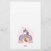 STATIONERIE VAN KINDEREN : UNICORN OP EEN RAINBOW BRIEFPAPIER (Achterkant)
