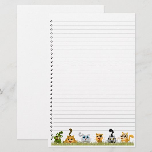 Stationering met kattenkatten briefpapier (Voorkant / Achterkant)