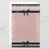 Stationery Antiek Oud Papier Roze Zwarte Bogen (Voorkant / Achterkant)