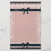 Stationery Antiek Oud Papier Roze Zwarte Bogen (Voorkant)