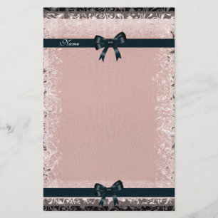 Stationery Antiek Oud Papier Roze Zwarte Bogen