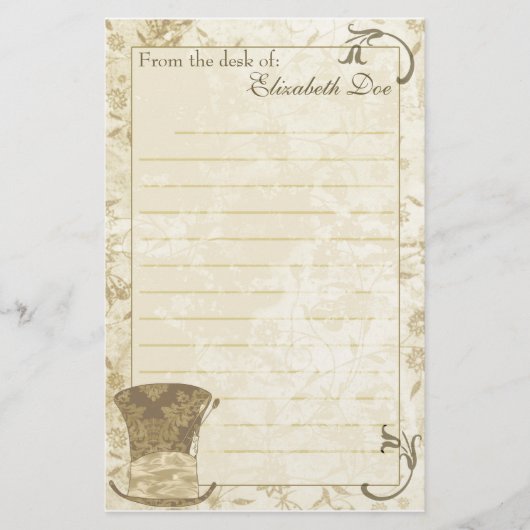 Stationery 'Antiek top-hoed' Briefpapier (Voorkant)
