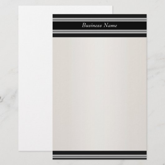 Stationery Black Cream White Briefpapier (Voorkant / Achterkant)