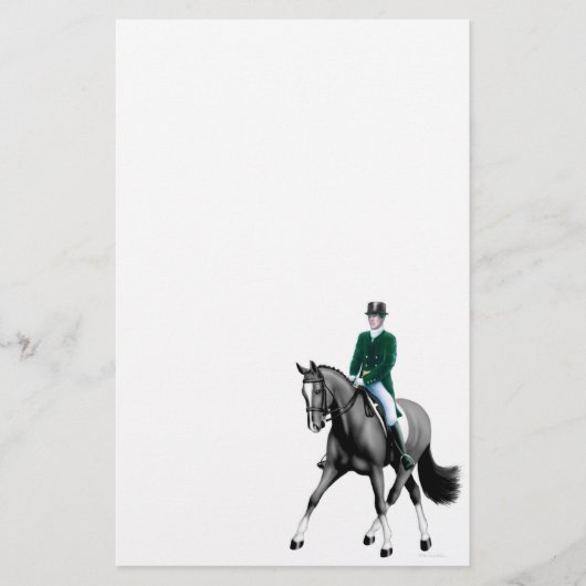 Stationery Black Dressage Horse Briefpapier (Voorkant)