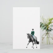 Stationery Black Dressage Horse Briefpapier (Staand voorkant)
