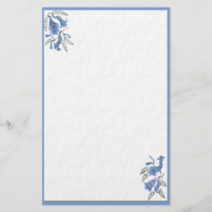Stationery Blauwe Bloemen Briefpapier