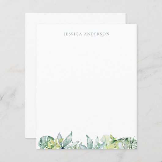 Stationery Blauwgroen naam Tropical Greenery (Voorkant / Achterkant)