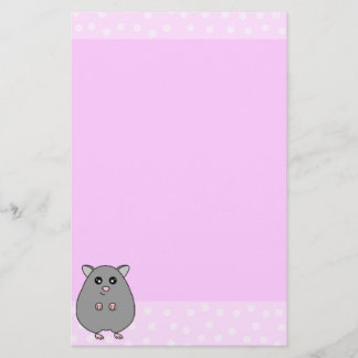 Stationery Cartoon Gray Hamster Roze Briefpapier