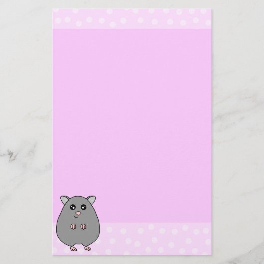 Stationery Cartoon Gray Hamster Roze Briefpapier (Voorkant)