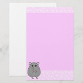Stationery Cartoon Gray Hamster Roze Briefpapier (Voorkant / Achterkant)