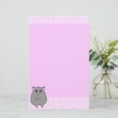 Stationery Cartoon Gray Hamster Roze Briefpapier (Staand voorkant)
