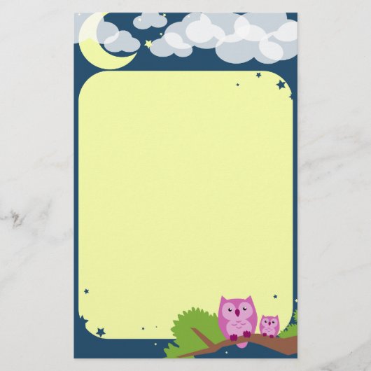 Stationery Cute Night Owls Briefpapier (Voorkant)