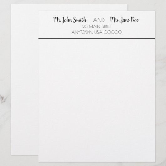 Stationery - de heer en mevrouw, anders dan de vor briefhoofd (Voorkant / Achterkant)