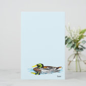 Stationery Duck in een Pond Briefpapier (Staand voorkant)