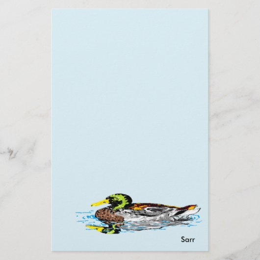 Stationery Duck in een Pond Briefpapier (Voorkant)