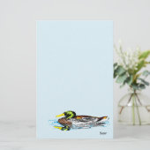Stationery Duck in een Pond Briefpapier (Staand voorkant)