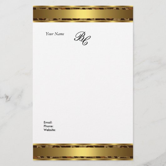 Stationery Elegant Animal Gold White Elite Briefpapier (Voorkant)