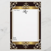 Stationery Elegant Goud Wit Zwart Elite Briefpapier (Voorkant)